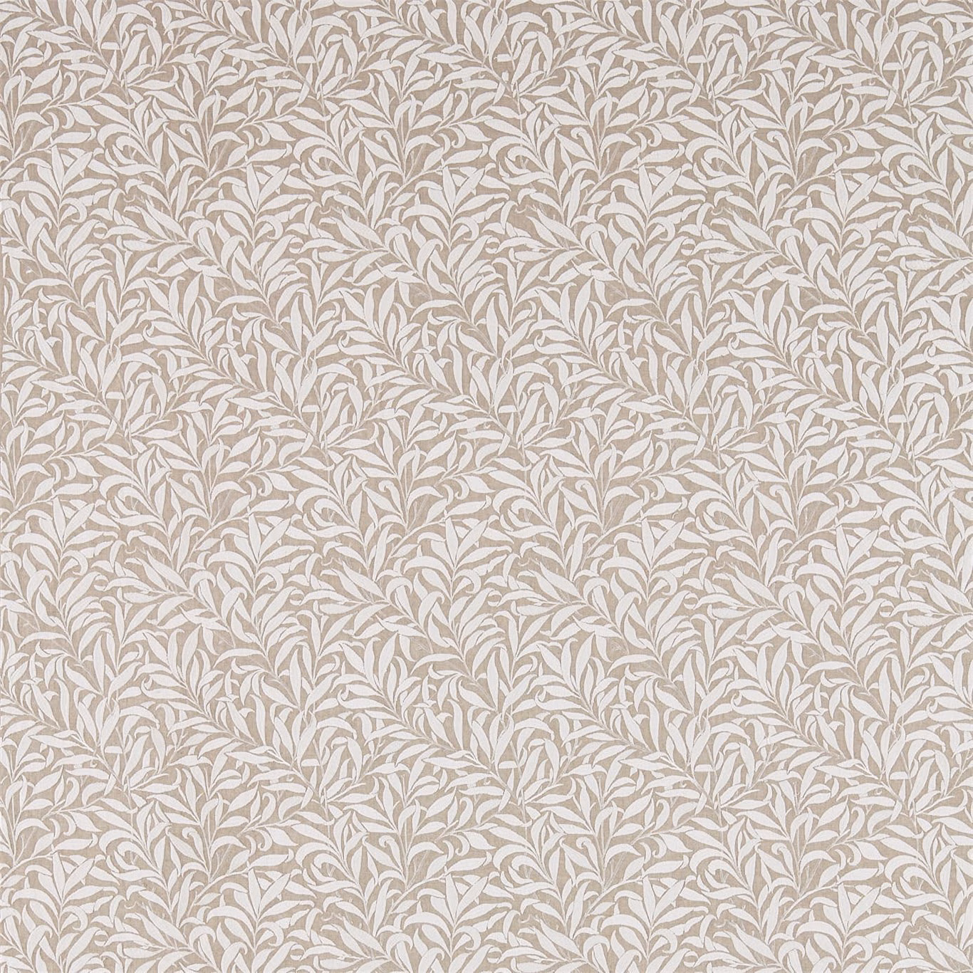 Soft taupe flax fabric with raised ivory embroidered willow boughs