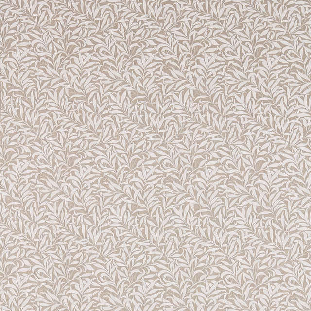 Soft taupe flax fabric with raised ivory embroidered willow boughs