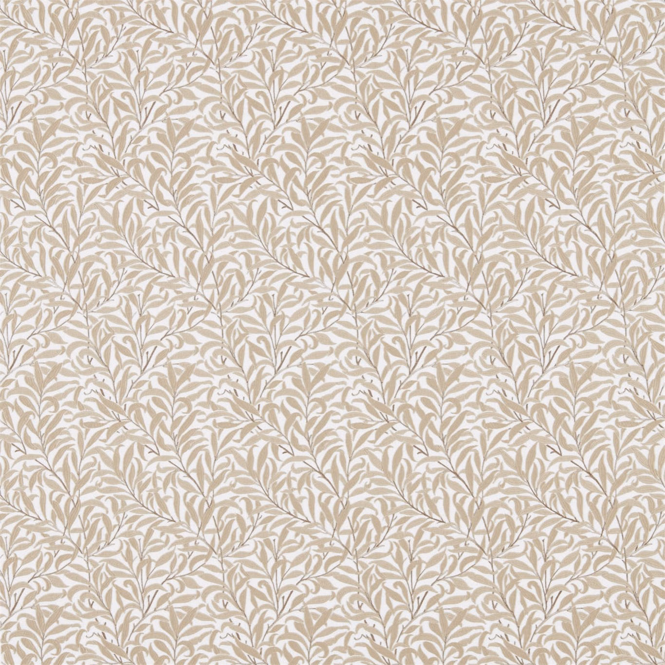 Warm wheat ground with taupe leafy branches and fine embroidered texture