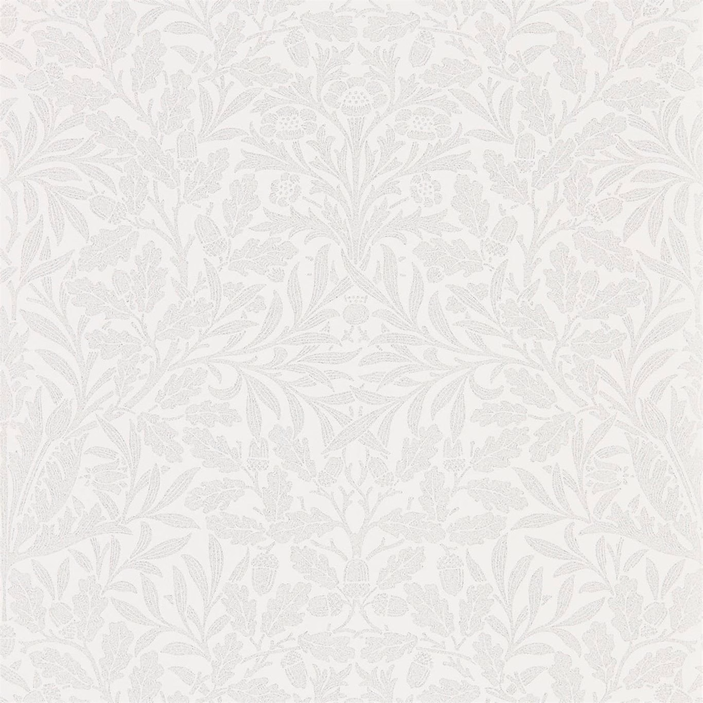 Chalk wallpaper with silver-grey trailing leaves, berries and finely detailed flowers