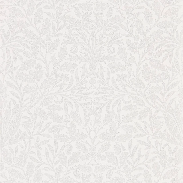 Chalk wallpaper with silver-grey trailing leaves, berries and finely detailed flowers