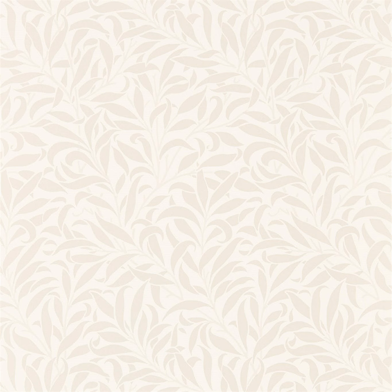 Ivory wallpaper with softly contrasting pearl willow boughs and leafy scrolling branches