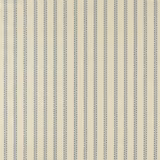 Warm linen ground with fine vertical slate-blue dotted stripes