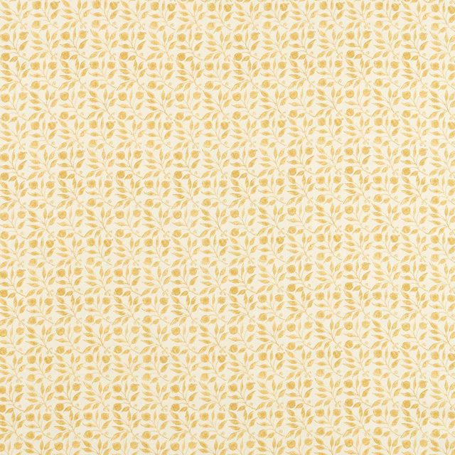 Warm wheat leafy sprigs densely patterned across a creamy outdoor-performance textile
