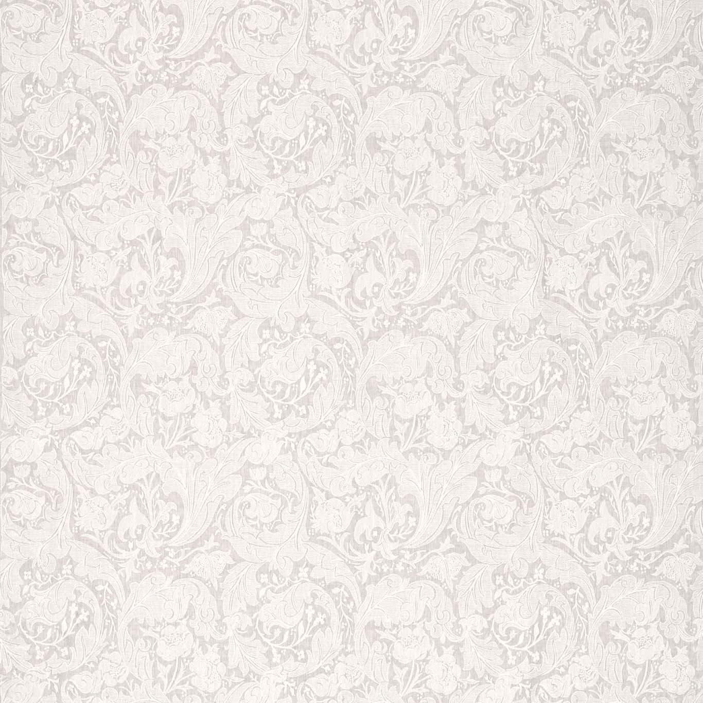 Pale pebble fabric with tonal scrolling floral embroidery and softly textured surface