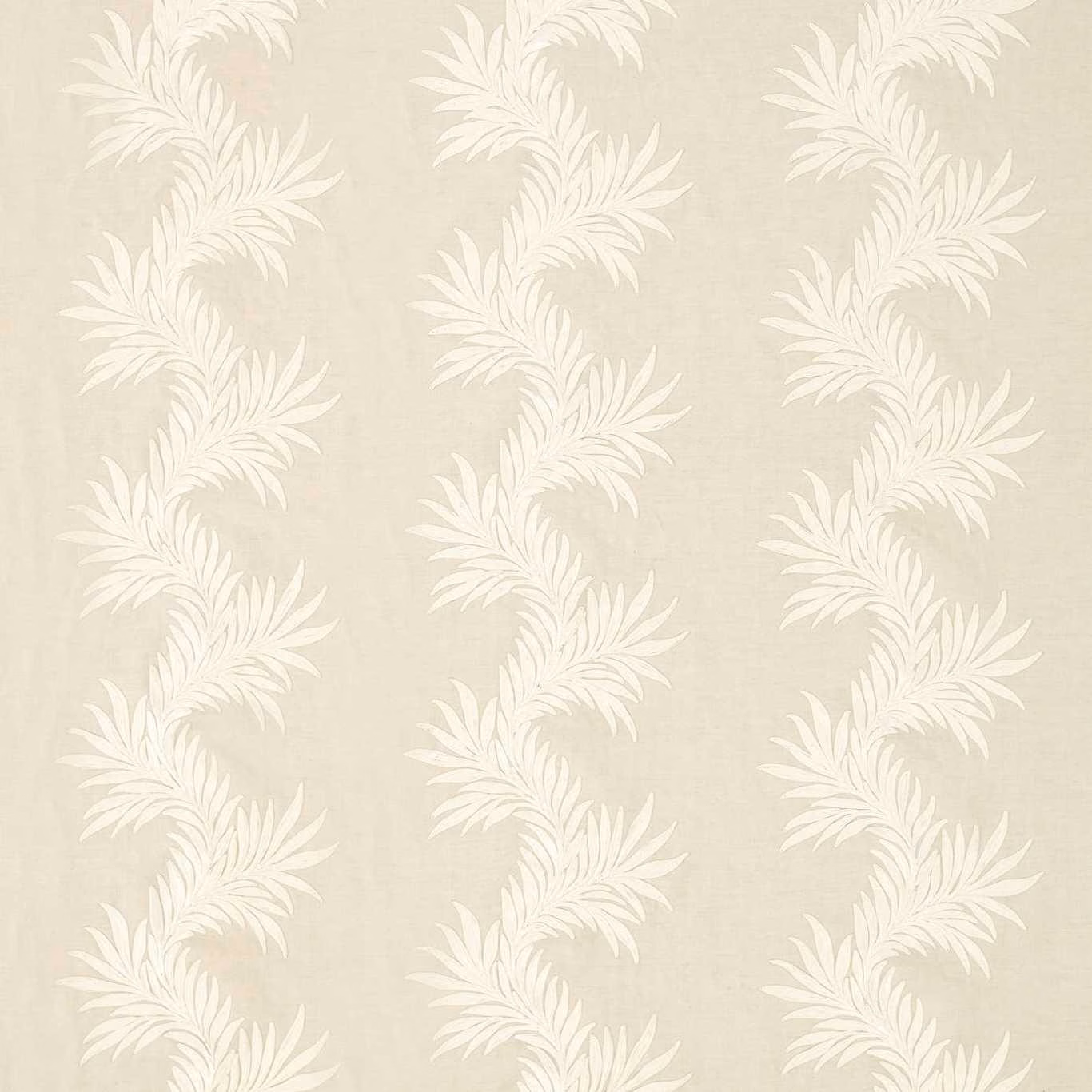 Pale marigold linen with ivory embroidered leafy trails in repeating vertical columns