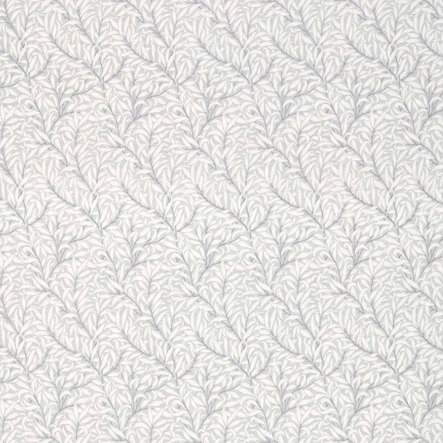 Pale light-grey ground with fine grey willow branches and repeated leafy sprigs