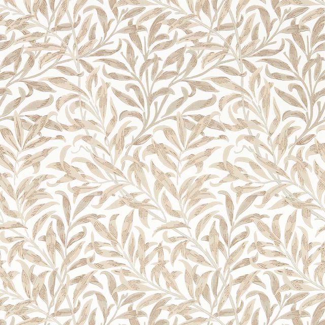 Warm taupe leafy branches and fine feathered foliage on a cream ground