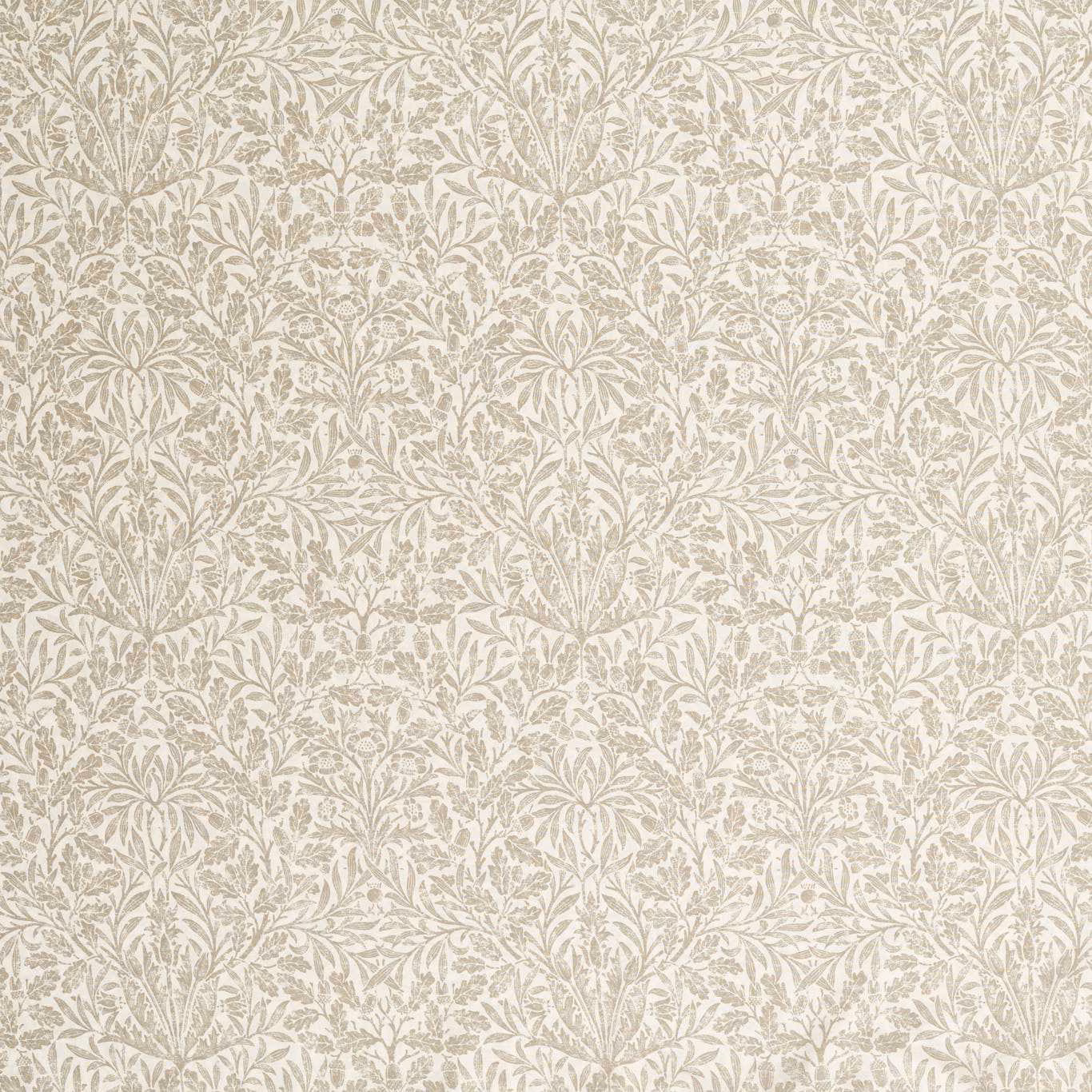 Oatmeal beige sheer with delicate taupe botanical sprays and fine leafy detail