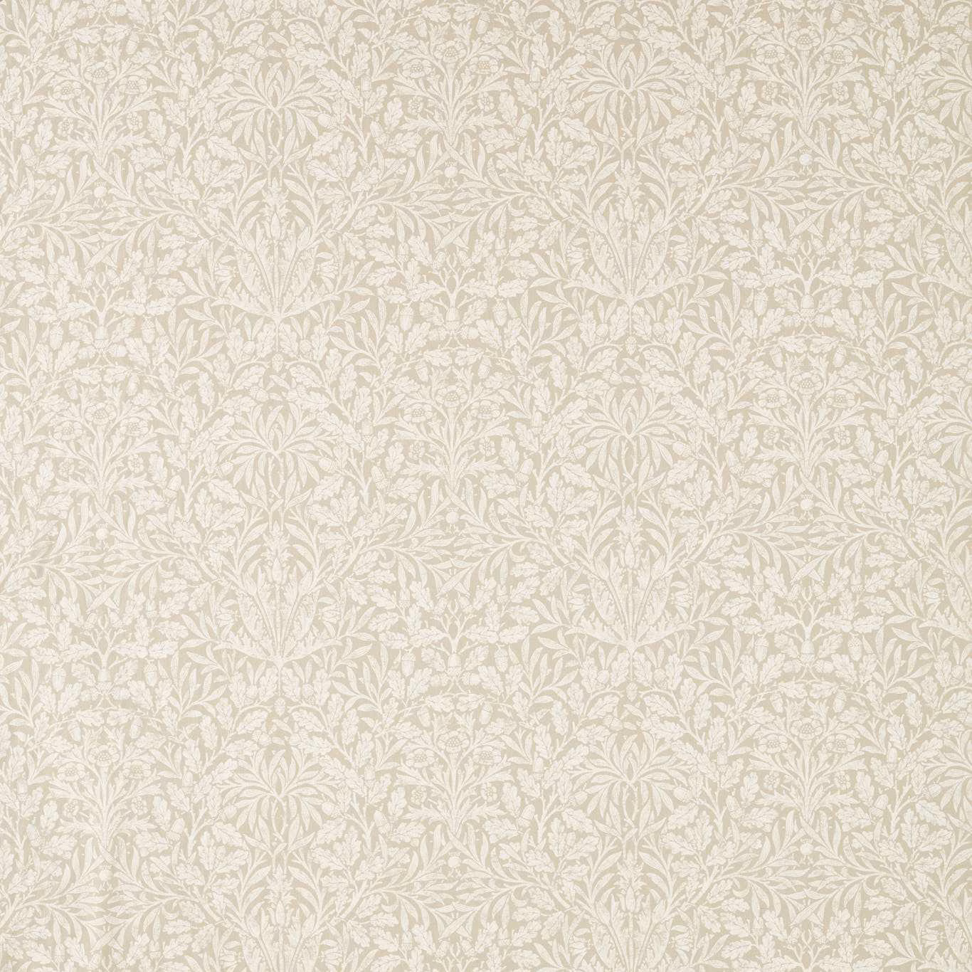 Warm ivory cream fabric with dense pale taupe botanical stems and fine textile texture