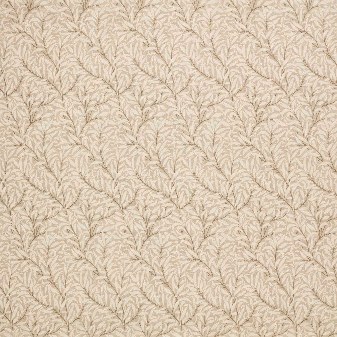 Cream sheer linen with pale taupe willow branches in a dense flowing repeat