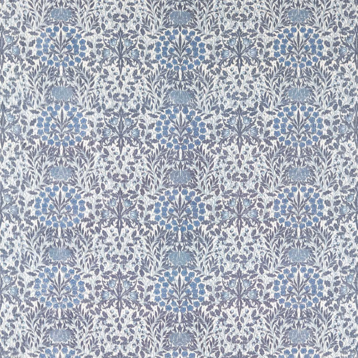 Cool indigo and powder-blue Daisy & Oak foliage on a pale ground