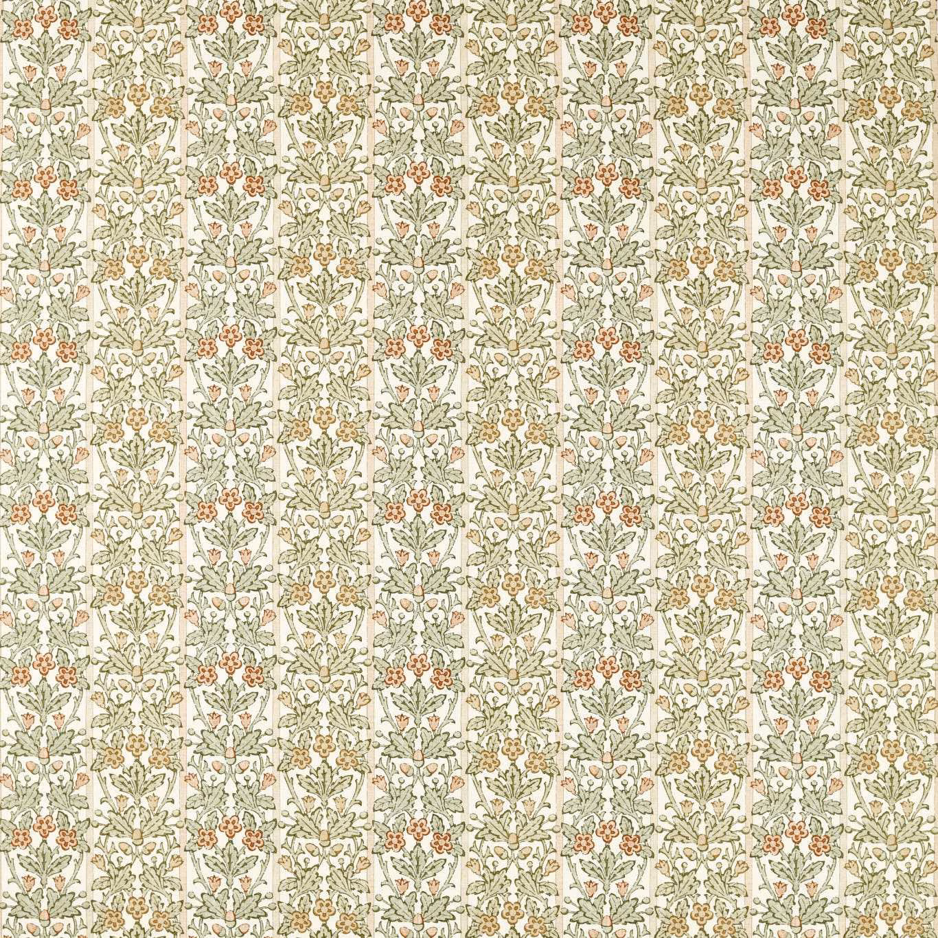 Cream floral fabric with sage leaves and chestnut blossom sprays