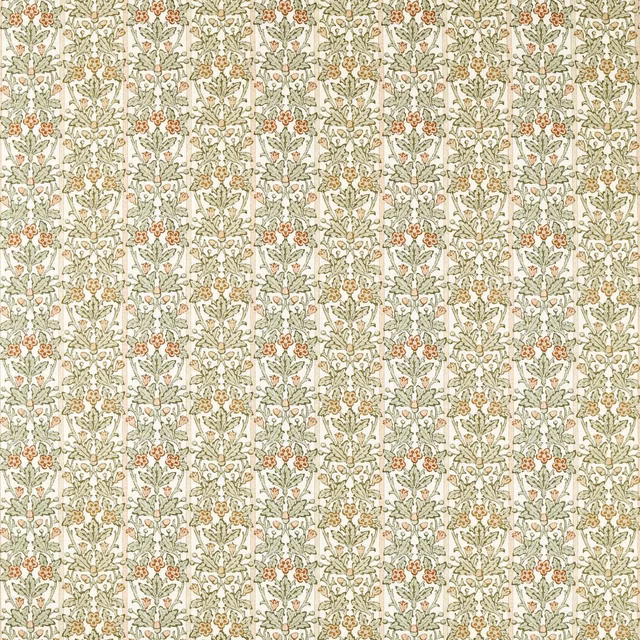 Cream floral fabric with sage leaves and chestnut blossom sprays