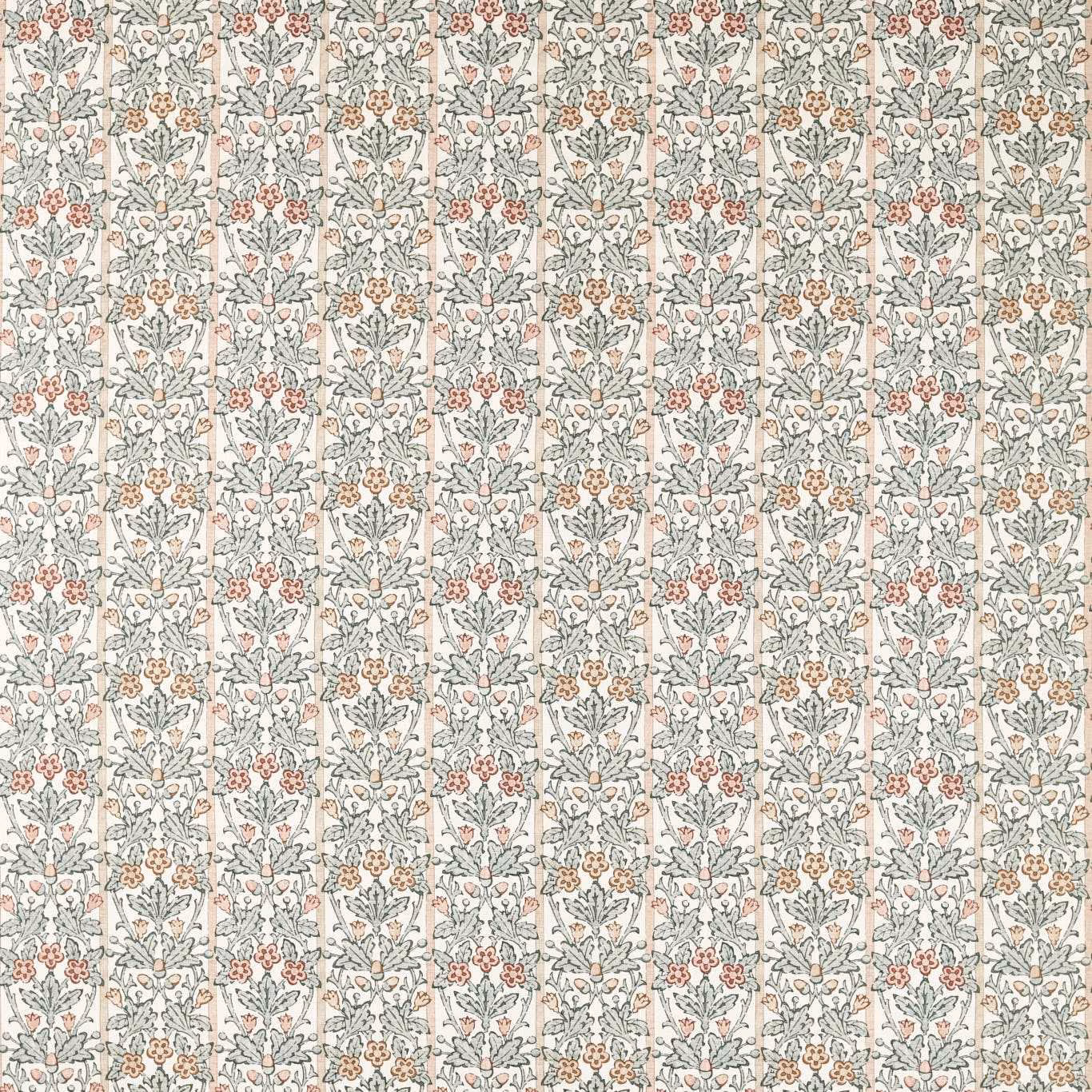 Blue-grey foliage and umber blossom columns on a pale mineral ground