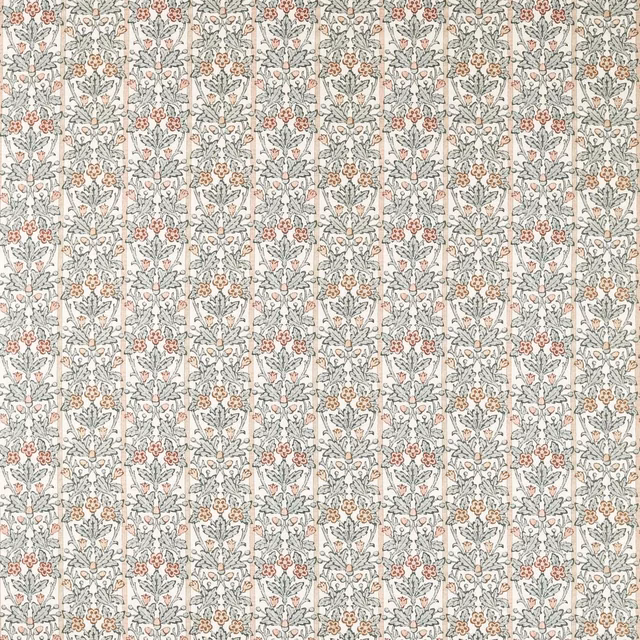 Blue-grey foliage and umber blossom columns on a pale mineral ground
