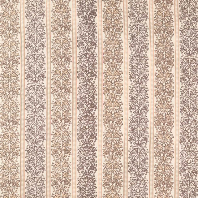 Warm chestnut floral stripe weave on a softly aged cream ground