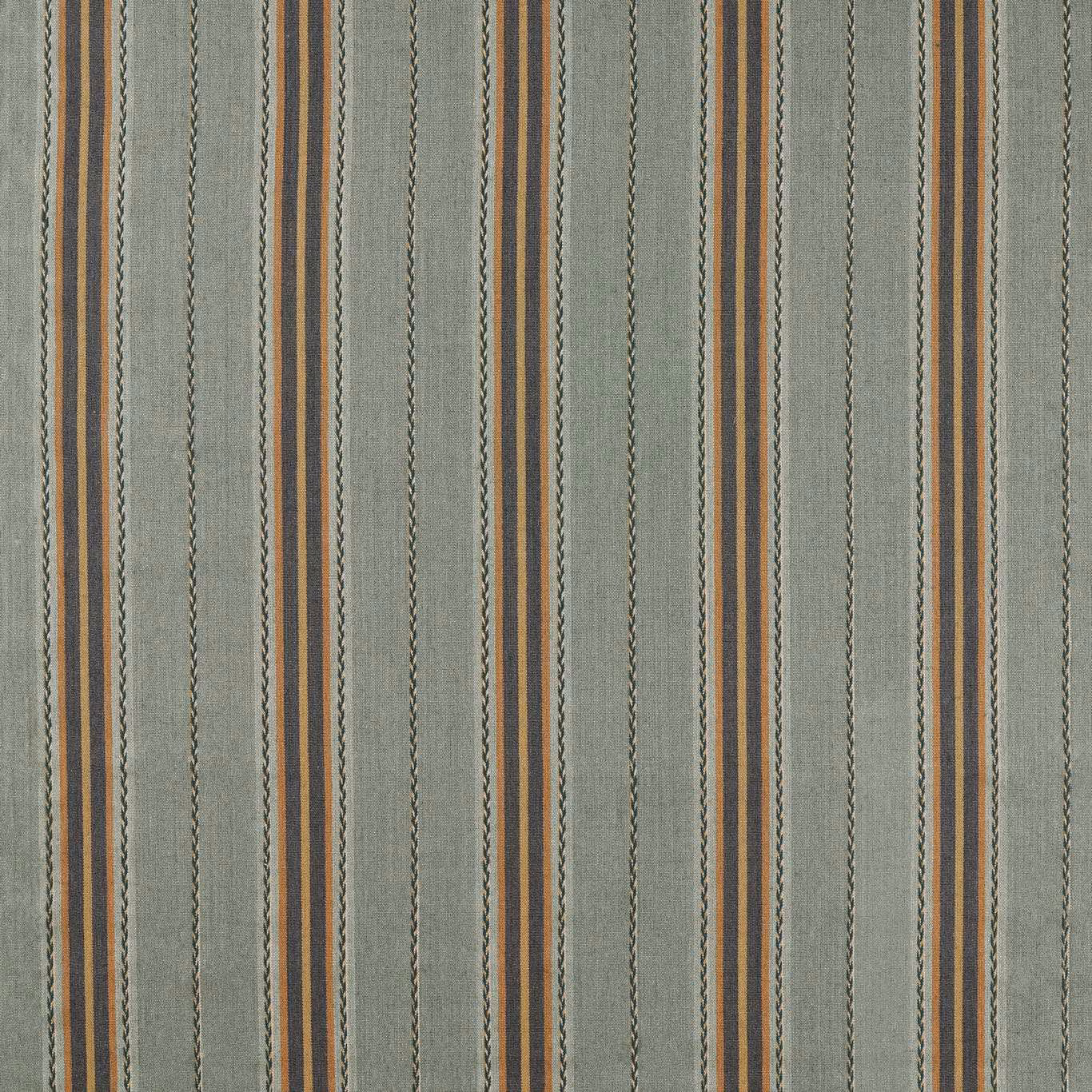 Muted bayleaf and ochre vertical stripes with fine textured detailing
