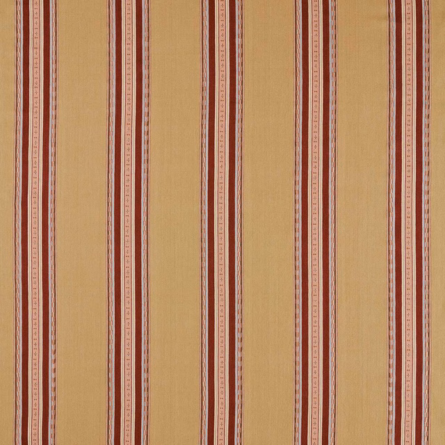 Warm ochre woven stripe with crimson and cream vertical bands