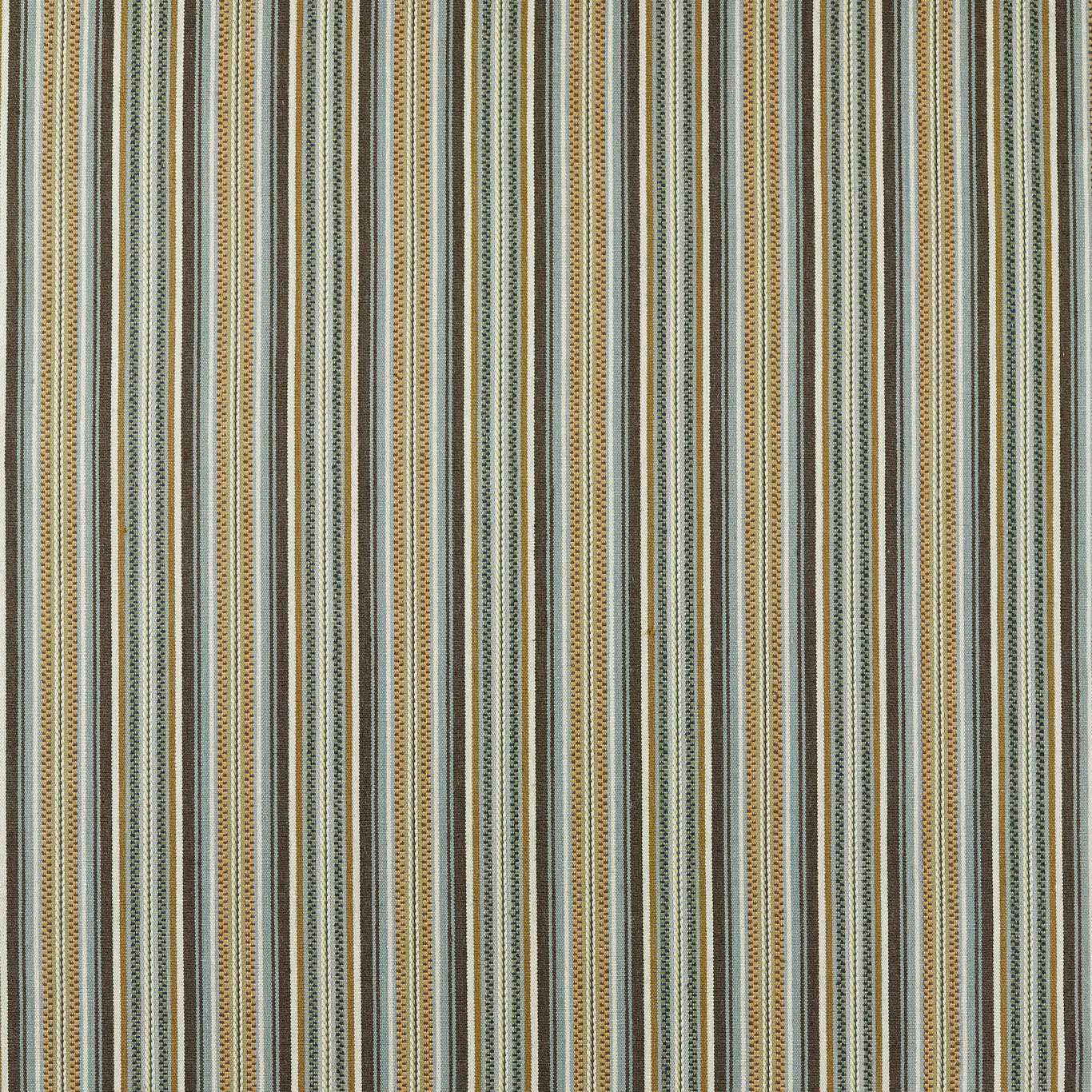 Muted teal, cream and tan narrow stripes with a tactile woven surface
