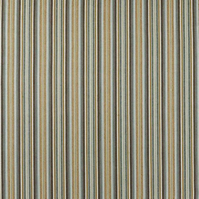 Muted teal, cream and tan narrow stripes with a tactile woven surface