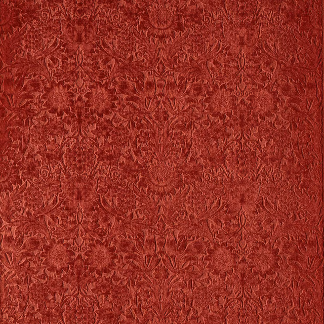 Deep berry velvet with a tonal botanical damask pattern and soft plush sheen