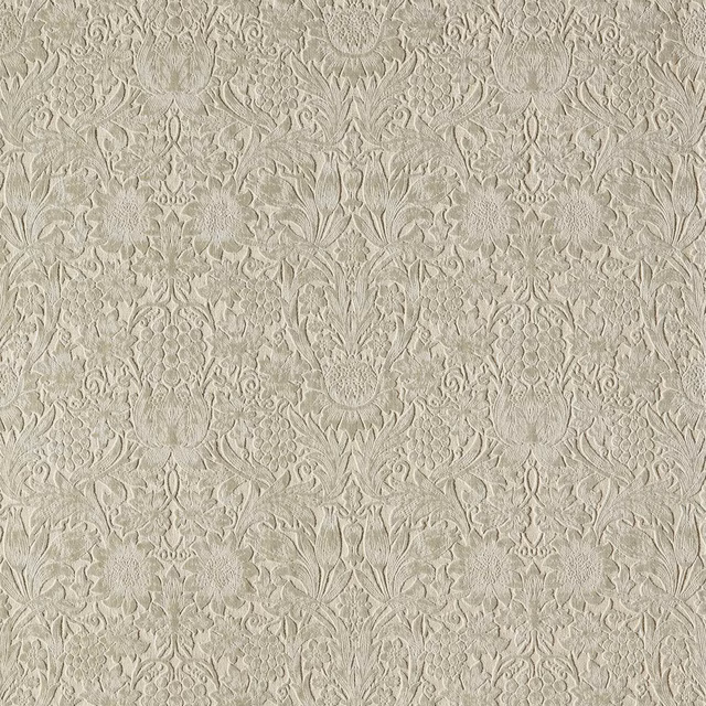 Warm biscuit velvet with a pale damask of floral medallions and foliage