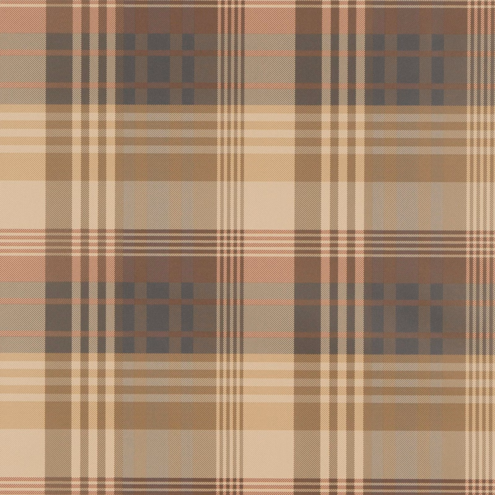 Red and charcoal tartan checks layered with taupe and cream lines