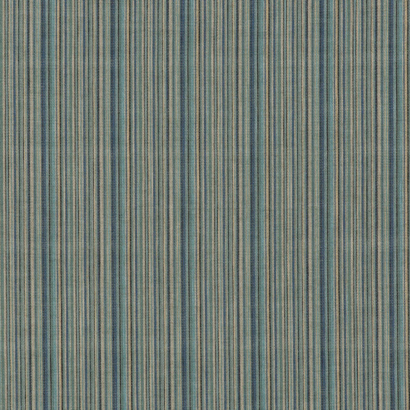 Close-up of teal, aqua and indigo chenille fabric with fine vertical stripes