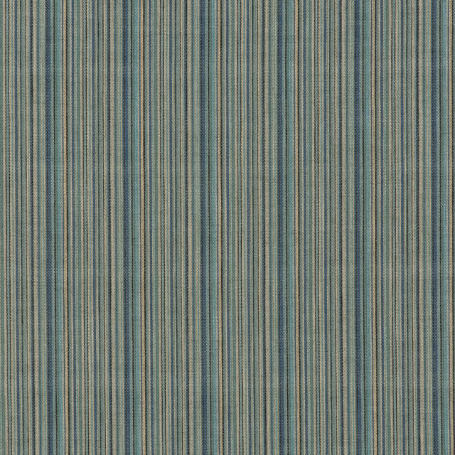 Close-up of teal, aqua and indigo chenille fabric with fine vertical stripes