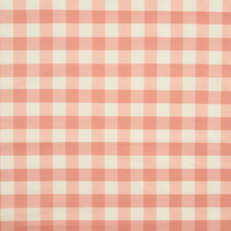 Blush pink and cream checked silk with a fine, lightly lustrous surface