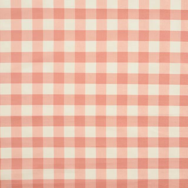 Blush pink and cream checked silk with a fine, lightly lustrous surface