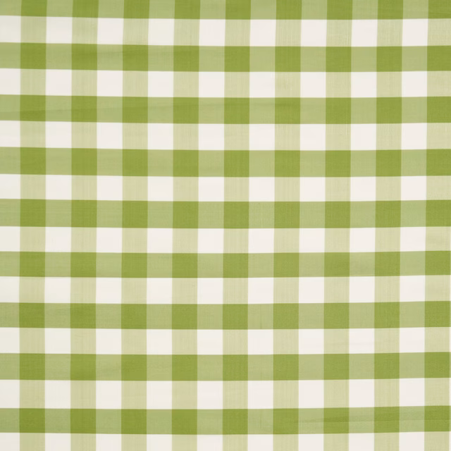 Pale pistachio and ivory silk fabric with a soft woven check pattern