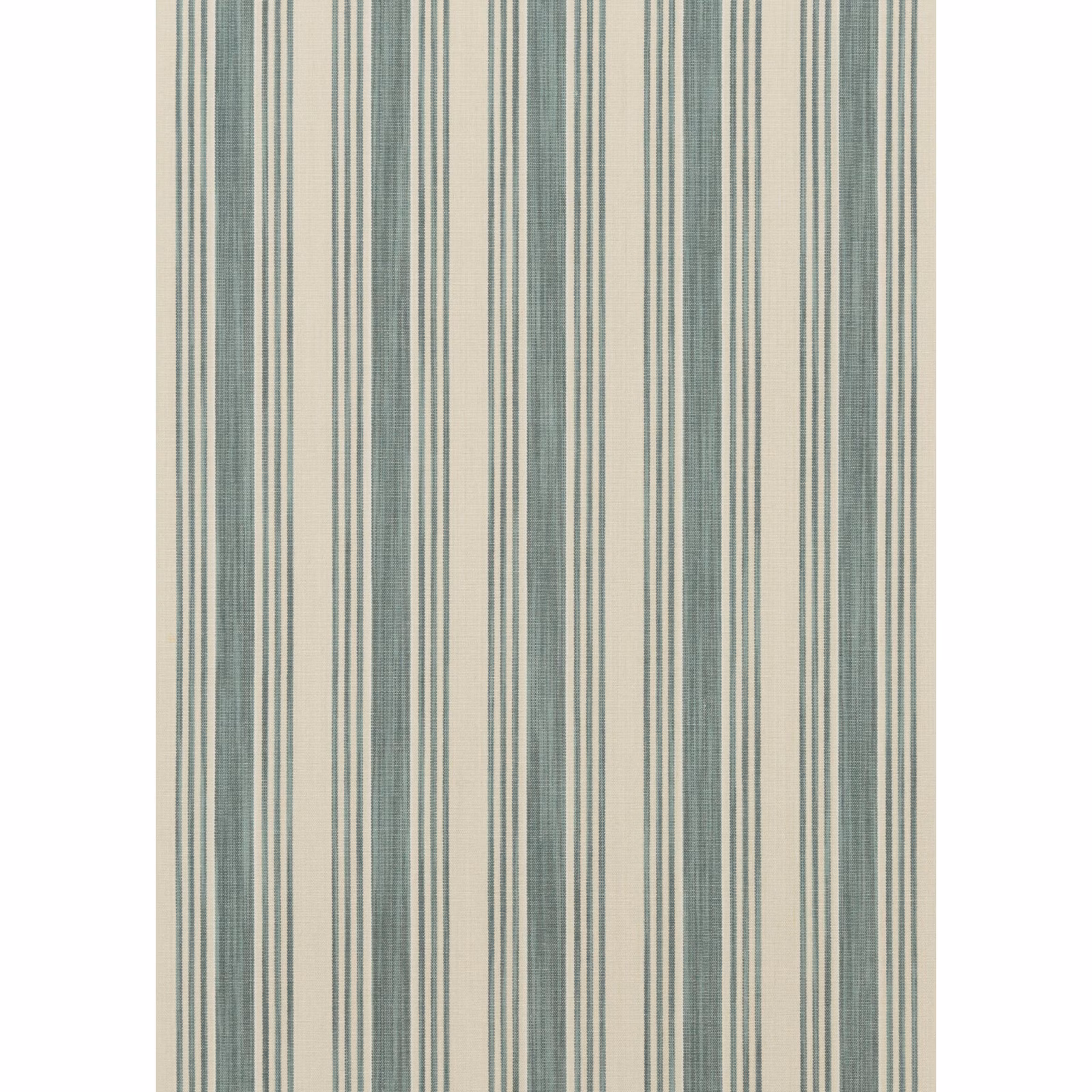 Muted teal and ivory vertical woven stripes with fine irregular lines