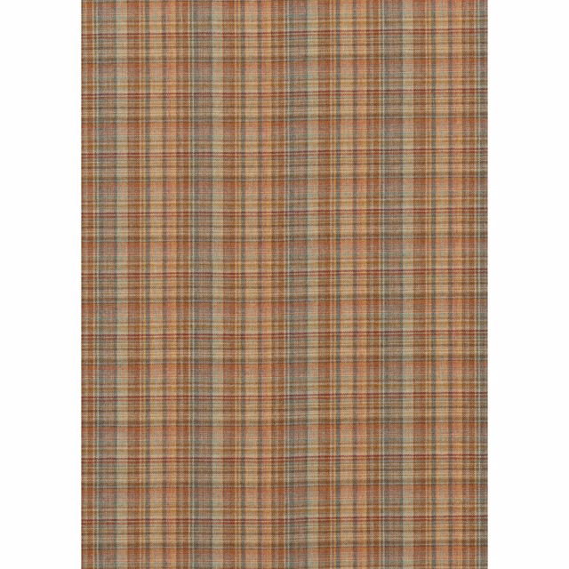 Warm russet wool check with fine tan, olive and muted blue lines