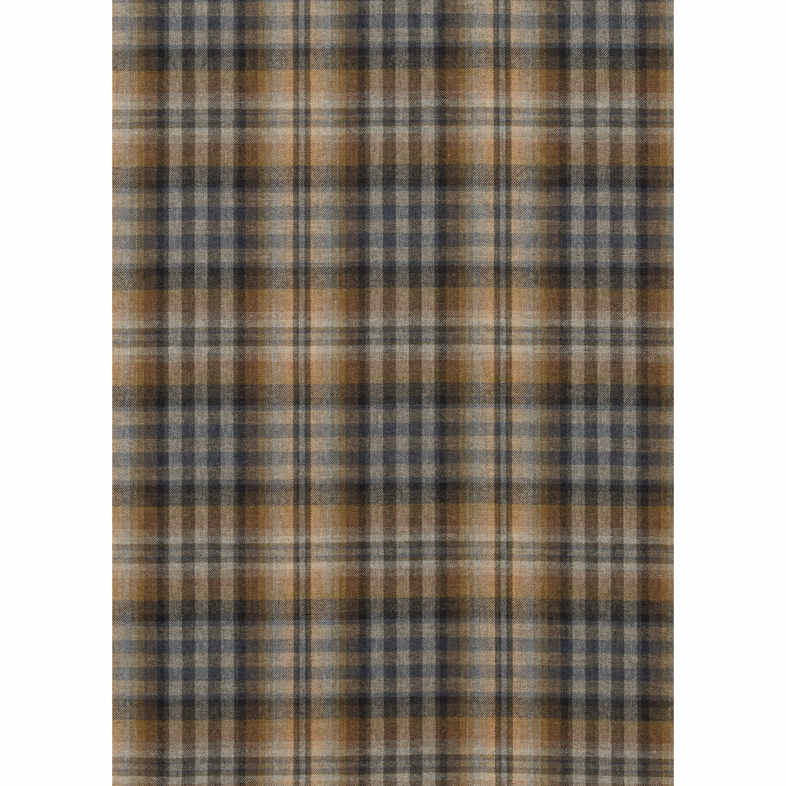 Charcoal, taupe and ochre wool plaid with softly textured checked weave