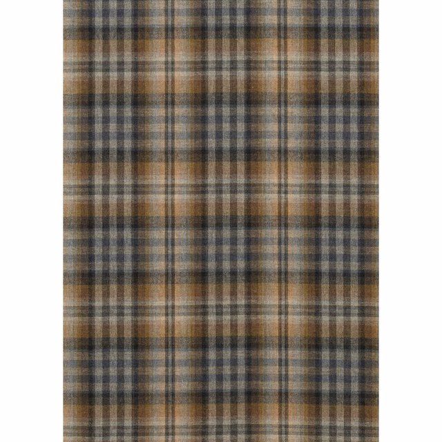 Charcoal, taupe and ochre wool plaid with softly textured checked weave