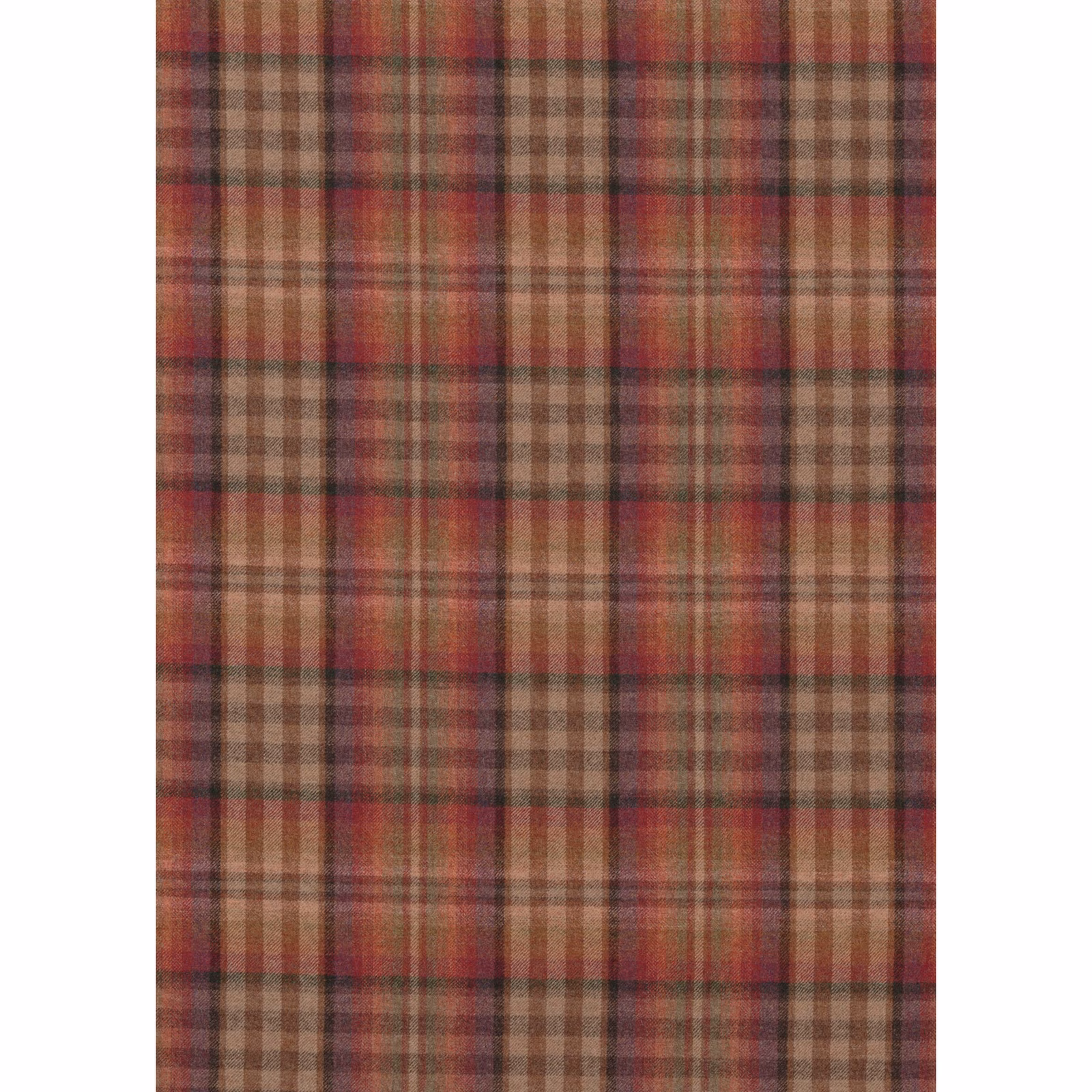 Russet and mauve wool plaid with taupe and charcoal checked stripes