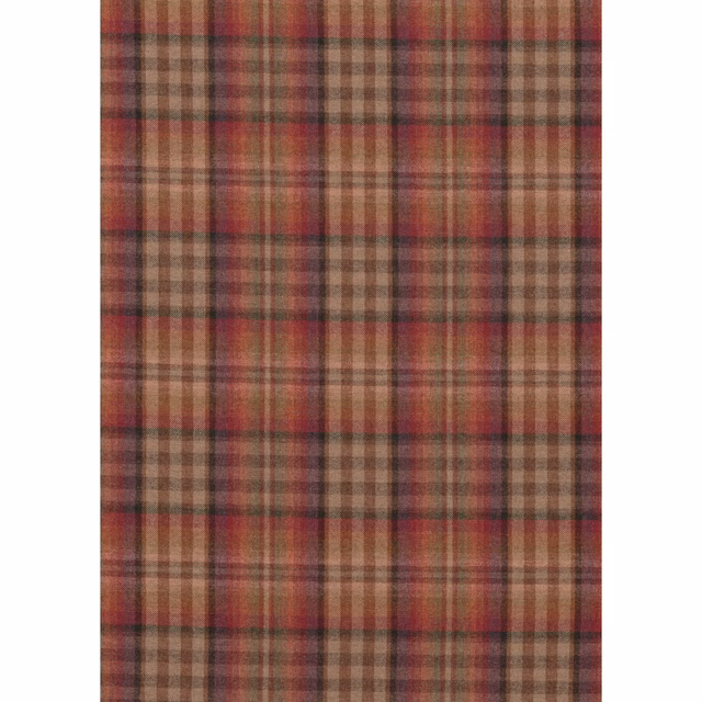 Russet and mauve wool plaid with taupe and charcoal checked stripes
