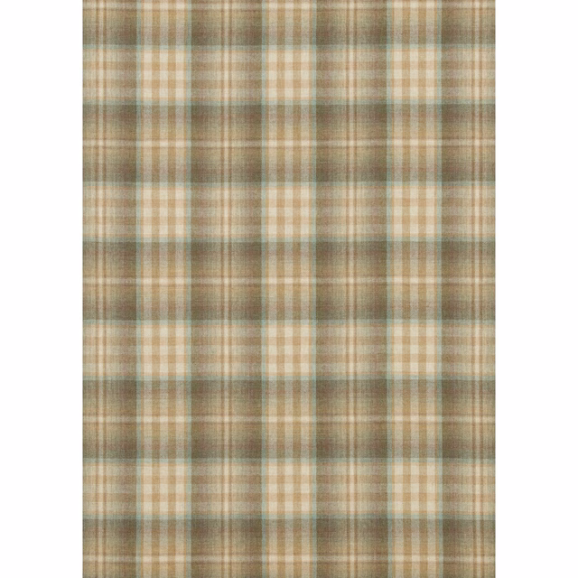 Muted sage and aqua plaid with cream, tan and brown woven bands