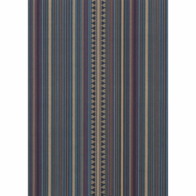 Deep teal striped cotton with burgundy, ochre and cream geometric centre band
