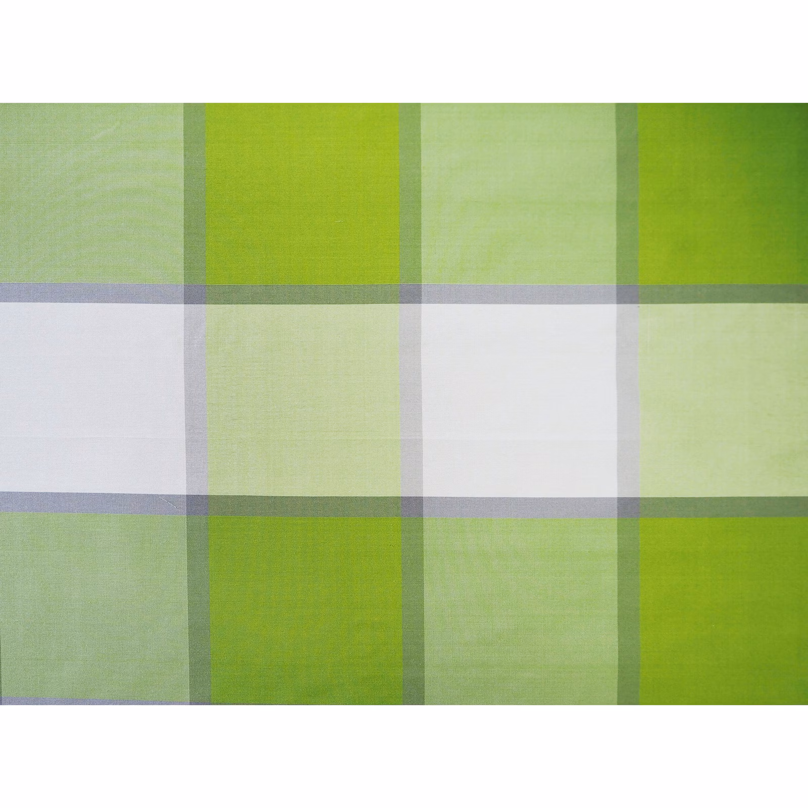 Pistachio and lime-green silk check with pale grey bands and fine texture
