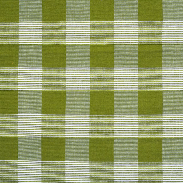 Pistachio and olive green woven check with fine pale horizontal stripes