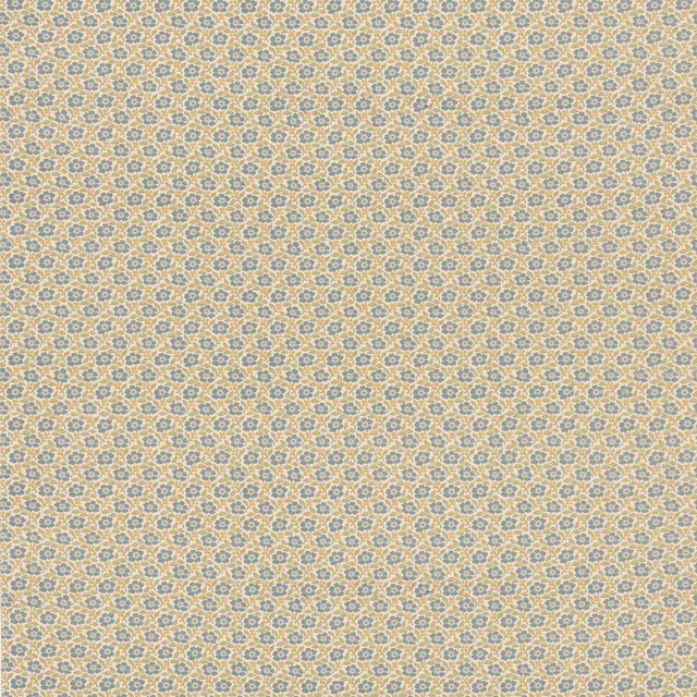 Muted teal-green sprigs in a fine repeating pattern on a warm pale ground