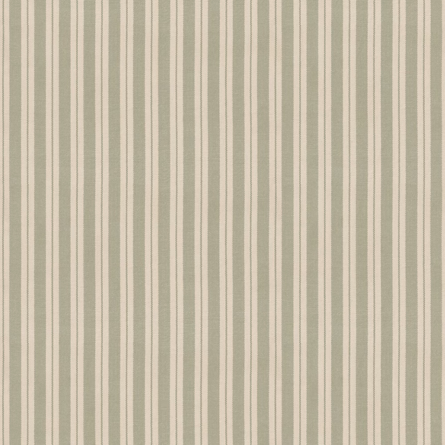Muted sage and cream vertical stripes on a softly matte wallpaper surface