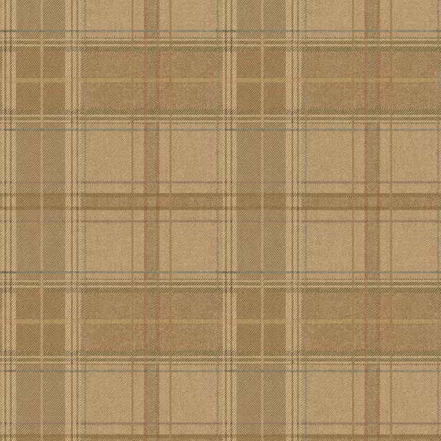 Antique taupe plaid wallpaper with olive and russet fine lines