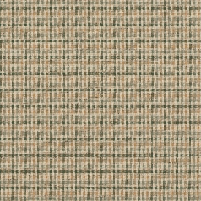 Muted green and sand small woven check with intersecting fine lines