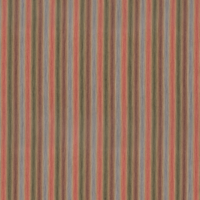 Muted plum, green, taupe and red vertical stripes in a softly textured woven fabric