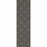 Charcoal-grey wallpaper with repeated muted taupe stylised mulberry tree motifs