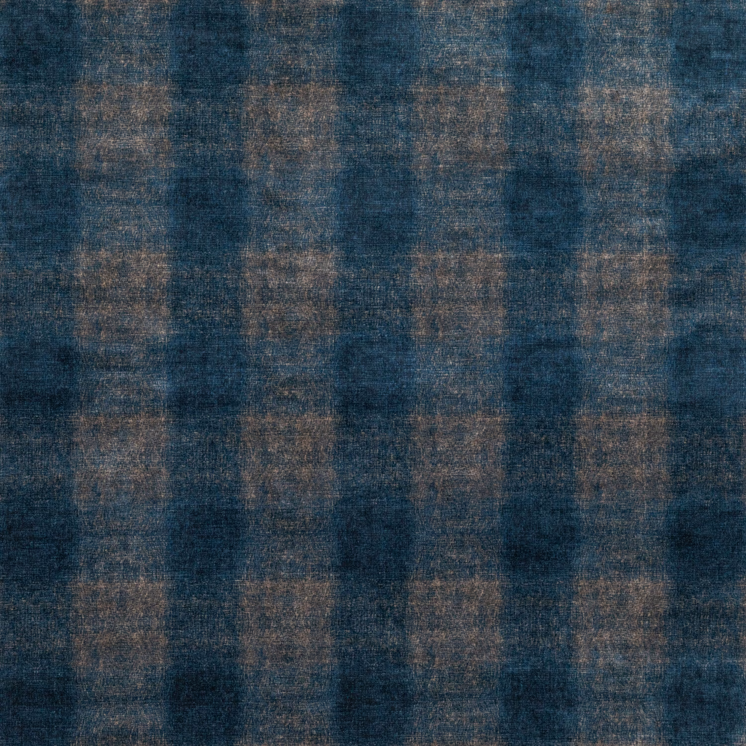 Deep indigo velvet with hazy taupe checks and a brushed pile